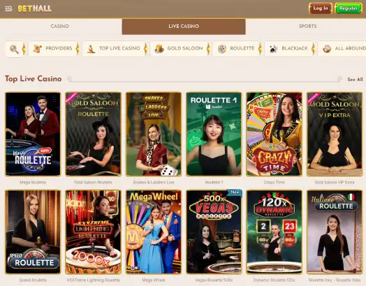 Giochi live del casinò Bethall