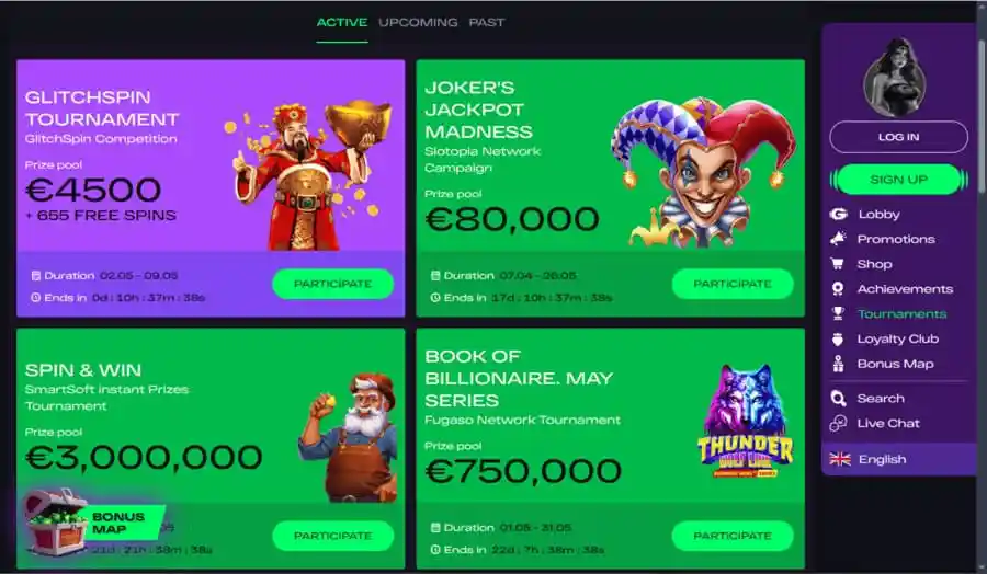 glitchspin casino tornei