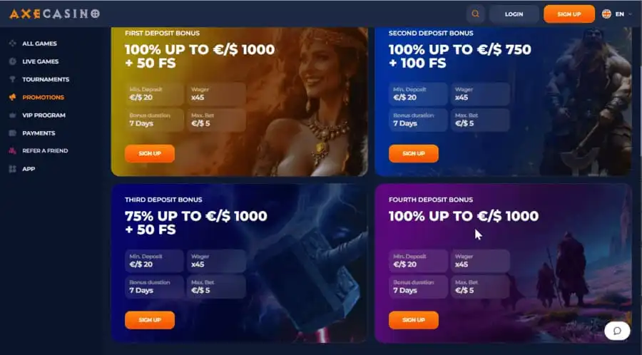 axe casino promozioni