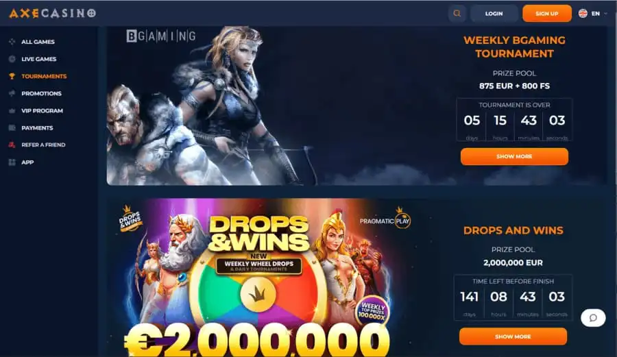 axe casino tornei